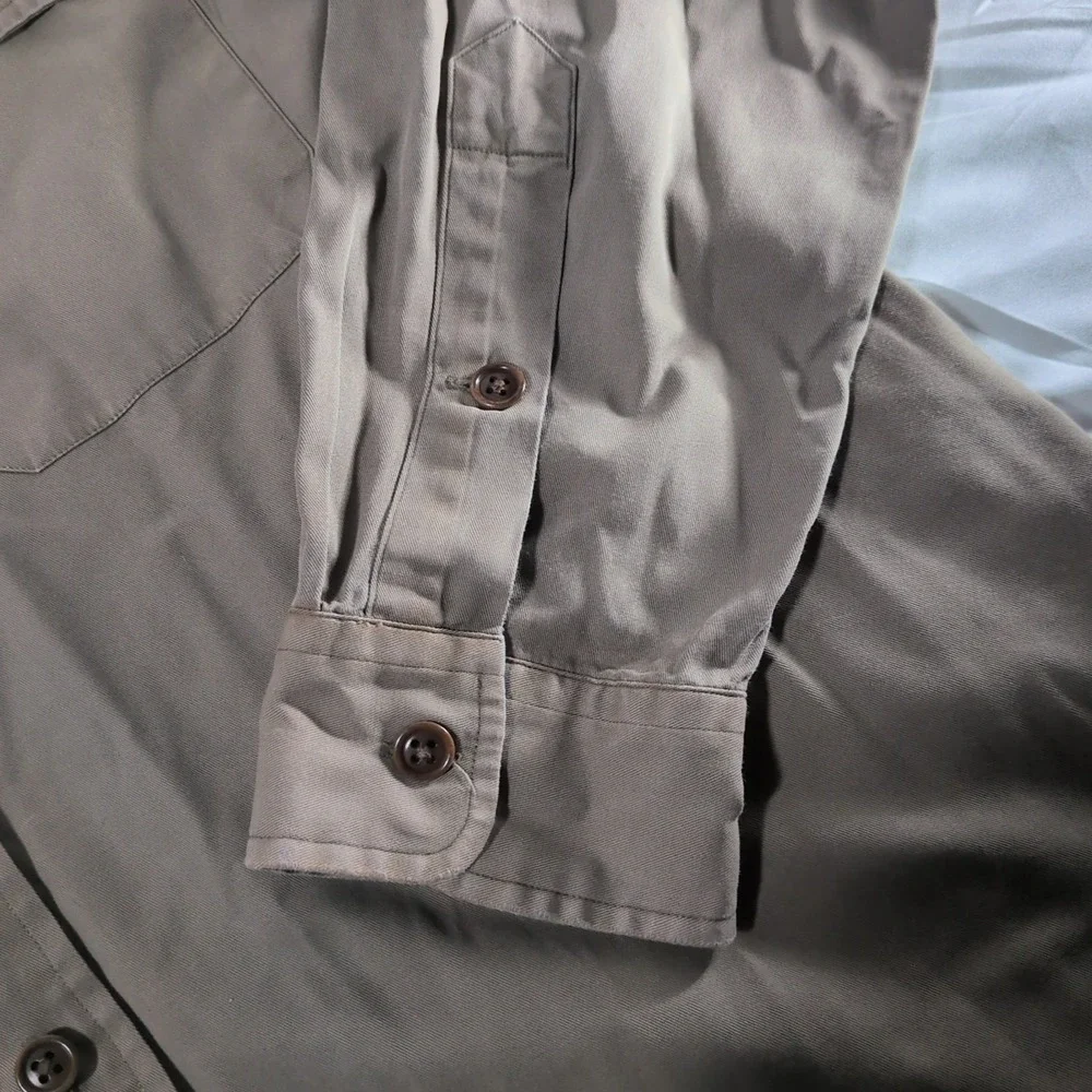 Vintage 90s Polo Ralph Lauren Long Sleeve Military Safari Shirt Brown Men's XL